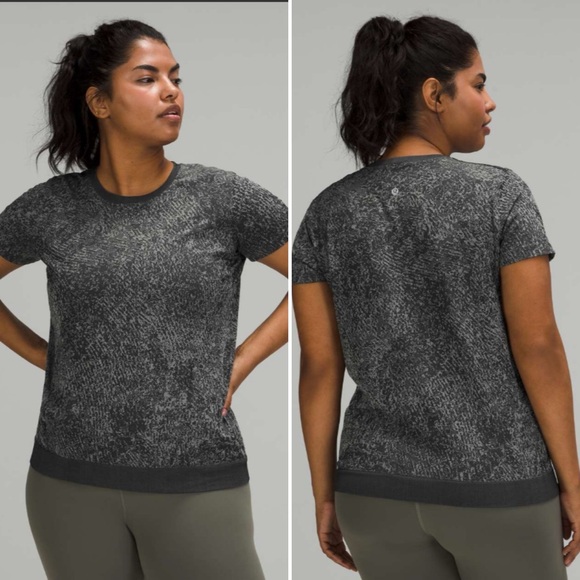 lululemon athletica Tops - Lululemon Swiftly Breathe Short Sleeve Floral Fauna Rhino Grey